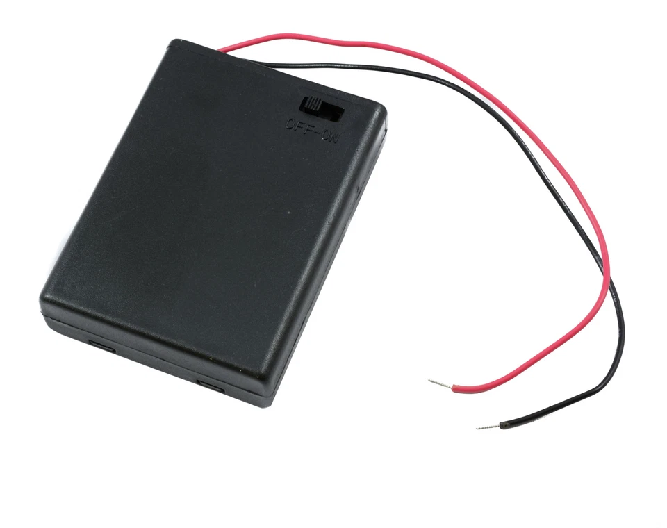 AAA x 4 Enclosed Battery Holder Box with On/Off Switch 15cm Wires
