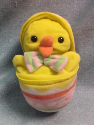 1988 Avon Hatch-A-Chick Plush Toy Easter Stuffed Animal And Zipper Easter Egg