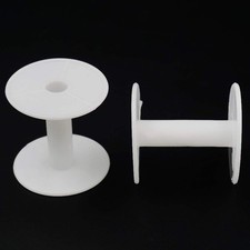 20 PCS White Empty Plastic Wire Spools, Bobbins, Round Ends, Cord, Ribbon, Craft
