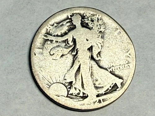 1921-S WALKING LIBERTY silver U.S. half dollar. AG, rim damage. #q3