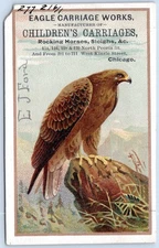 Victorian Trade Card Eagle Carriage Works Childrens Carriages Chicago IL C217