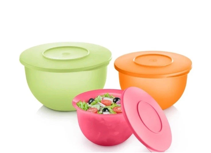 SUPER SALE TUPPERWARE IMPRESSIONS Large 3pc Mixing Bowls 18c 10c 5.5c BPA-FREE