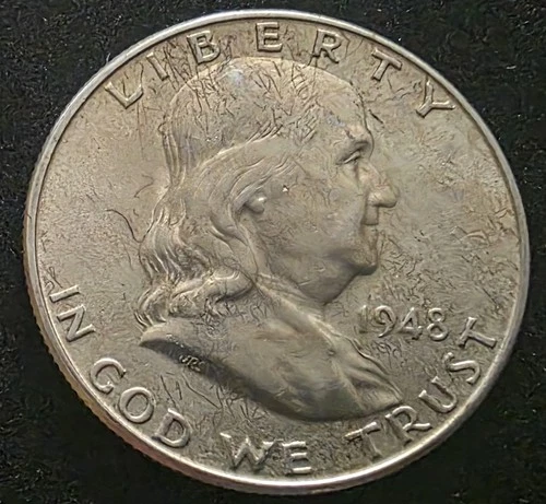 1948 d franklin half dollar bu
