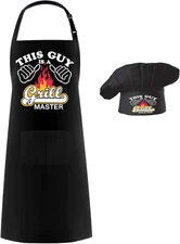 Chef Apron Hat Set,Adjustable Chef Hat and Apron Baker Costume with Pocket for K