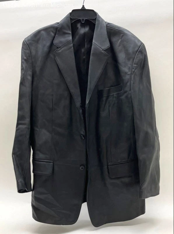 Manteau Blazer Homme J. Ferrar En Cuir D'agneau Noir - Taille L - Neuf Sans étiquettes