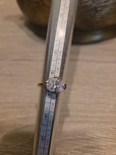 Oval Cubic Zirconia CZ Sterling Silver Engagement Ring Size 7