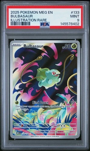 2025 POKEMON MEG EN-MEGA EVOLUTION ILLUSTRATION RARE #133 BULBASAUR PSA 9