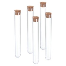 5Pcs 30ml Plastic Test Tubes with Cork Stoppers 150x20mm Tubes
