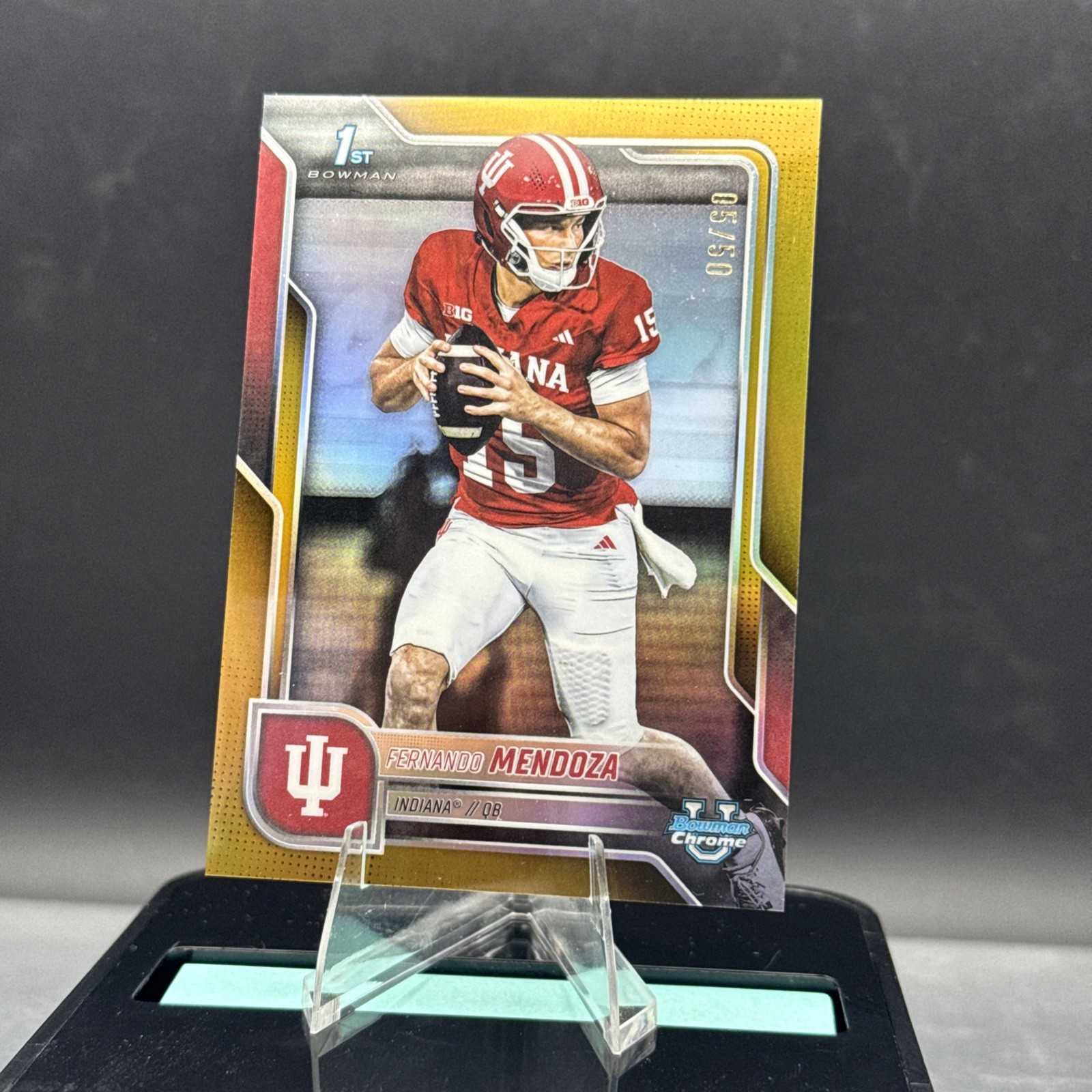 2025 Bowman U Chrome Fernando Mendoza 1st Bowman Gold Refractor /50 Indiana QB!