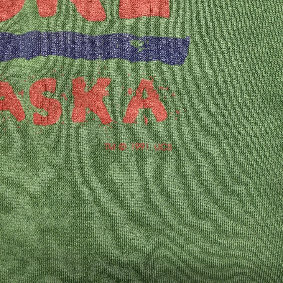 VTG Northern Exposure Cicely Alaska Sweatshirt Mens L Santee HVYWT Green USA - Image 4 of 4