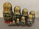 Russian Landscape Matryoshka Nesting Dolls 10 Pc Signed 1992
