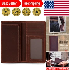 Classic Cowboy Wallet for Men - Durable Leather Bifold with Checkbook Sleeve