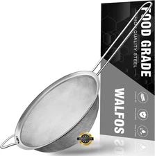 6.3 Inch Fine Mesh Strainer, Premium Stainless Steel Sieve and Sifter with Handl