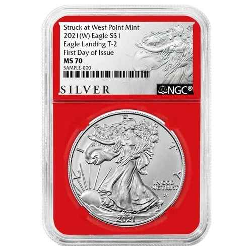 2021 (W) $1 1-oz T-2 American Silver Eagle NGC MS70 FDI ALS Label Red Core