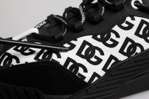 DOLCE & GABBANA Shoes Black Logo Lace Up Low Top NS1 Sneakers EU47 /US14 1060usd - 第 8/9 張圖片