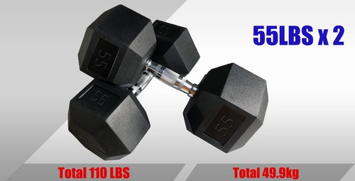 Hex Rubber Coat Iron Dumbell Home Gym Strength Weight Training Commercial Grade - Picture 7 of 10