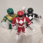 3 Mighty Morphin' Power Rangers Action Figures - BlackGreenRed Ranger Combo VTG
