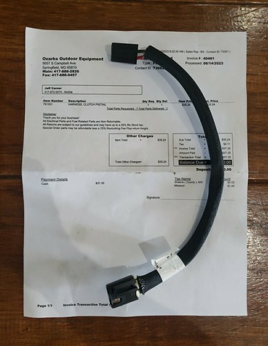 OEM Hustler Clutch Wiring (HARNESS, CLUTCH PIGTAIL Excel P/N:791251)