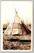 Native American Indian Tepee Unknown Location c1930 Real Photo RPPC