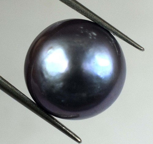 Pietra preziosa rotonda naturale 5,70 ct Tahiti grigiastra nera dei mari del sud E3631 - Foto 2 di 9