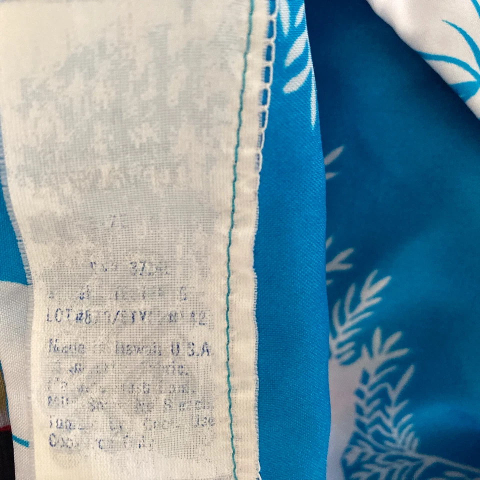 Mameluco hawaiano vintage Hilo Hatties para mujer mediano floral azul blanco Foto 4 de 4