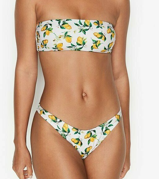 Victoria's Secret Swim Tahiti Bandeau Top Escondido Brazilian bottom Lemons  L/L