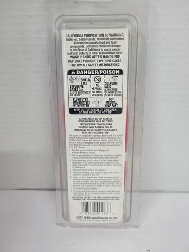 Deka 00283 38" Long Red Positive Battery Cable, 6-Gauge, Top Post - Picture 2 of 5