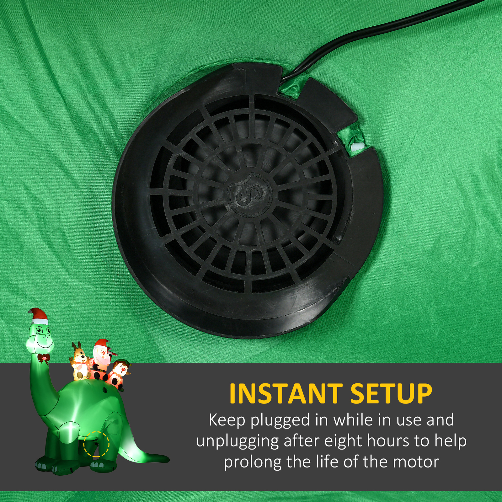 6.6' Inflatable Christmas Dinosaur Carrying Santa Claus, Elf, and