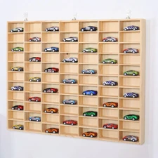 1/64 Wooden Display Storage Cabinet,60 Grids for Hot Wheels Diecast Car Matchbox