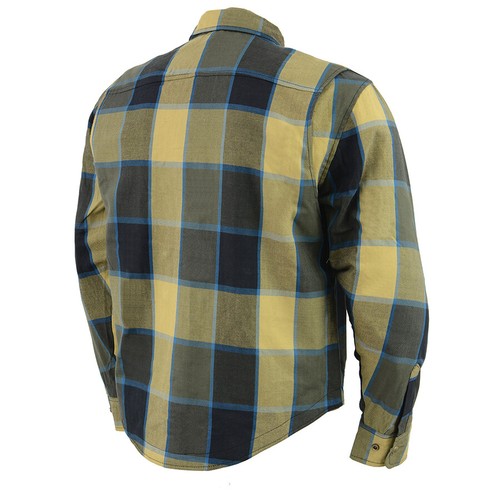 CAMICIA BIKER UOMO IN PELLE MILWAUKEE A QUADRI IN FLANELLA CON ARMATURA OMOLOGATA CE - Foto 14 di 126