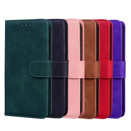 For iPhone 11 12 13 14 Pro Max XS 7 8 X Solid Color Wallet Flip Stand Phone Case - Picture 1 of 11
