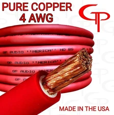 10 ft TRUE AWG 4 Gauge OFC COPPER RED Power Wire Ground Cable GP Car Audio