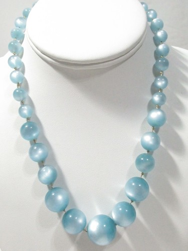 MEDIUM BLUE LUCITE MOONGLOW BEADED 