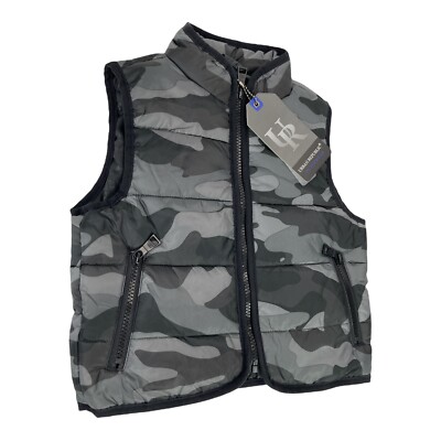 Urban Republic Camo Print Charcoal Puffer Vest Girls Boys Baby Toddler 24M NWT