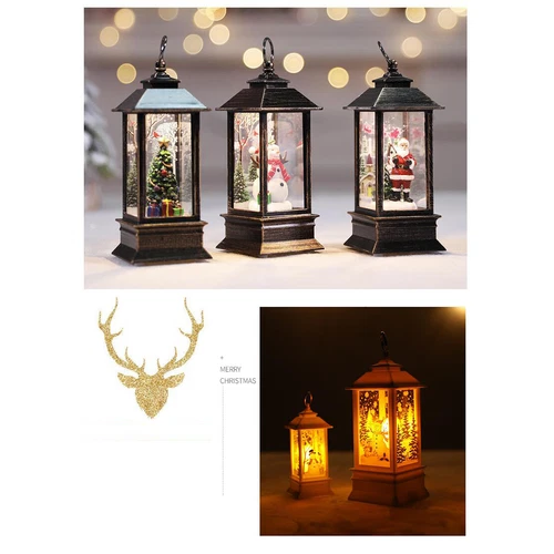 LED Lamp Christmas Lantern Lights Santa Claus Snowman Xmas Tree Ornament Gifts - Picture 1 of 7