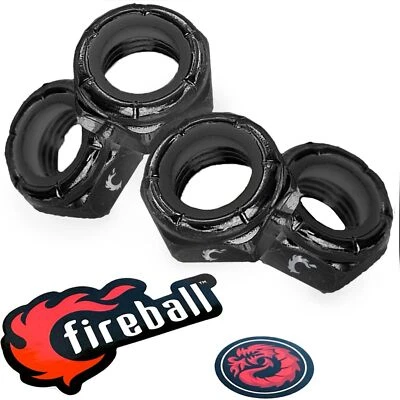 FIREBALL SUPPLY CO. Fireball Dragon Axle Nuts for Skateboard Axles, Black