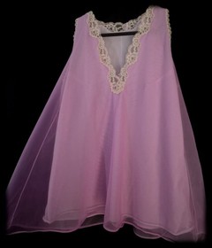 RARE Vintage 60s IMPORT Canadian BABYDOLL Top Sheer PINK Chiffon Lingerie ~ S-L