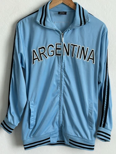 Argentina Jacket Men’s Medium Blue Long Sleeve Full Zip Spellout Embroider *READ - product listing photo