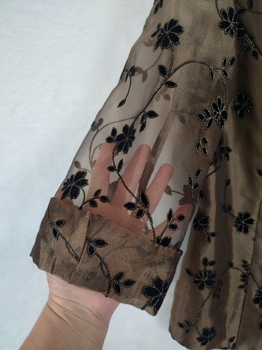 R&M Richards Floral Embroidered Sheer Jacket Party Occasion Size 14 - Picture 4 of 10