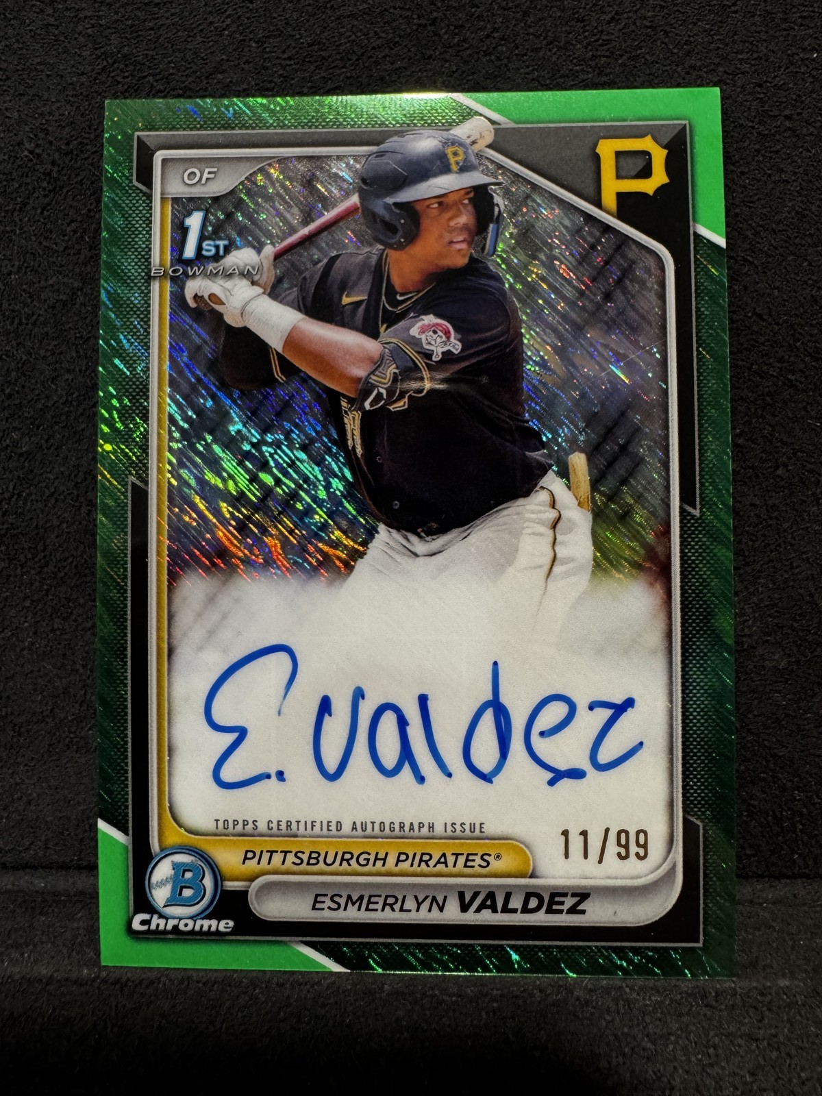 2024 BOWMAN CHROME PROSPECT AUTOGRAPHS CPAEV ESMERLYN VALDEZ GREEN SHIMMER /99
