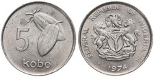 Nigeria - 5 Kobo 1973-1989 - Cu/Ni 2.8g, ø 20mm KM# 9 - Various Years
