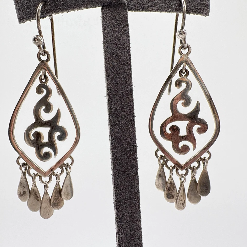 Silpada Vintage 925 Sterling Silver Scroll Dangle Drop Earrings W1196 - Image 2 of 4