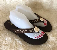 Lindsay Phillips Switchflops Flip Flops Brown Polka Dot Women’s Size 11
