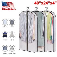 3pcs Garment Bags Clear Zipper Clothes Cover Closet Storage Bag For Coat Jacket
