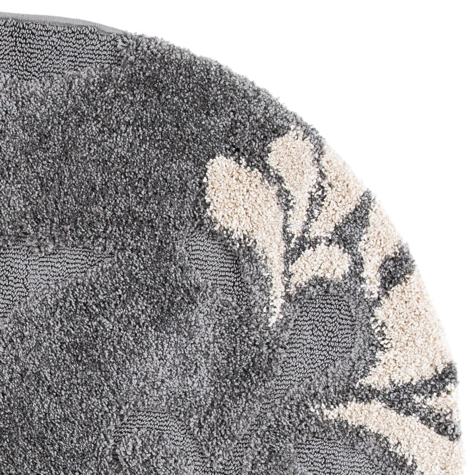 Florida Shag Collection 6'7" Round Grey/Beige SG459 Floral Non-Shedding Livin... - Image 3 of 3