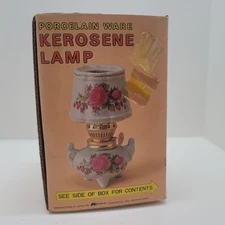  Kerosene Lamp White w Multi Floral Design 6" small hand painted VTG