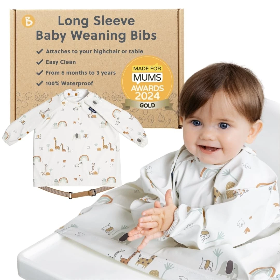 - Long Sleeve Baby Bibs - Babies & Toddlers 6-36 Months - Coverall Baby Led W...