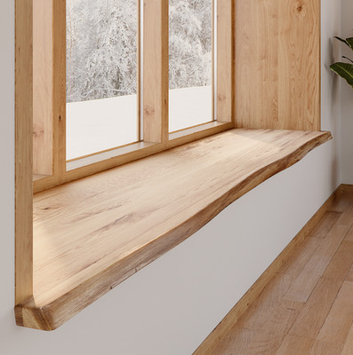 Fensterbrett Eiche Fensterbank  Sims Baumkante rustikal Holz Massivholz 40mm