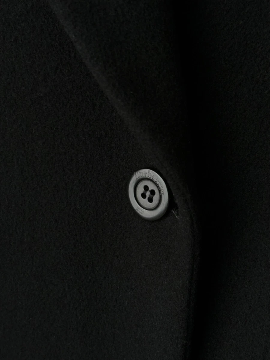 Vintage Burberrys Black Wool Cashmere Double Breasted Longline Blazer