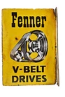 Vintage Fenner V-Belt Drives Double Sided Porcelain Enamel Sign Garage 14x19